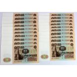 Russia 100 Rubles (20) dated 1961, a consecutively numbered run, serial No. 1799962 - 1799981 (
