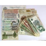 Bank of England and Treasury (190), a collection of lower grade and damaged notes comprising