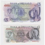 Northern Ireland, Bank of Ireland (2) 5 Pounds issued 1980's (1985), signed D.J. Harrison, serial