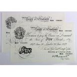Peppiatt 5 Pounds (2) dated 26th June 1947, a scarce consecutively numbered pair, serial M54