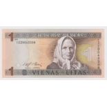 Lithuania 1 Litas dated 1994, exceptionally scarce REPLACEMENT note, serial 1ZZ 0042134 (TBB B164az,