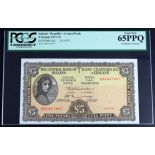 Ireland Republic 5 Pounds dated 5th September 1975, Lady Lavery portrait at left, signed