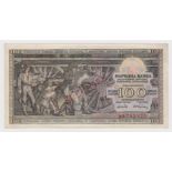 Yugoslavia 100 Dinara dated 1st May 1953, SPECIMEN note with serial No. A3 762335, diagonal '