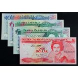 Eastern Caribbean (4), 10 Dollars and 5 Dollars issued 1994 Dominica (TBB B215d & B216d, Pick31d &