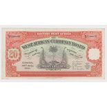 British West Africa 20 Shillings dated 28th July 1950, NICE RADAR serial AL/9 868868 (TBB B108u,