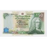 Scotland, Royal Bank of Scotland 50 Pounds dated 14th September 2005, LOW serial number, serial A/