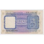 British Military Authority 10 Shillings issued 1943, exceptionally scarce note with letter 'X'