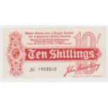 Bradbury 10 Shillings issued 1914, Royal Cypher watermark with 'GE' from 'postage' seen in