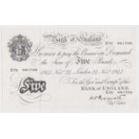 Peppiatt 5 Pounds dated 24th November 1944, serial E72 081706, London issue on thick paper (B255,