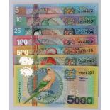 Suriname (7) 5000, 1000, 500, 100, 25, 10 & 5 Gulden dated 1st January 2000 (TBB B531 - B537,