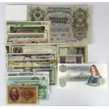 World (16), small group comprising large Russia 500 Rubles dated 1912 about Uncirculated, France