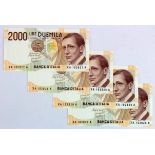 Italy 2000 Lire (4) dated 3rd October 1990, scarce REPLACEMENT notes, a consecutively numbered