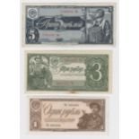 Russia (3) 1 Ruble, 3 Rubles and 5 Rubles dated 1938 (Pick213 to Pick215) the first 2 with some