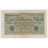 Germany 2 Billion/Billionen Mark dated 5th November 1923, serial no. 047947 (TBB B296a, Pick135)