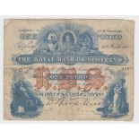 Scotland, Royal Bank of Scotland 1 Pound dated 24th March 1921, early 'square' note, signed David