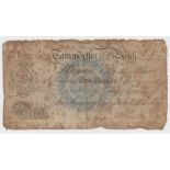 Tamworth Old Bank 2 Pounds dated 1st October 1817, serial No. 4208 for Harding, Oakes &