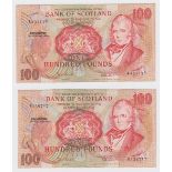 Scotland, Bank of Scotland 100 Pounds (2) dated 14th February 1990, signed Risk & Burt, (PMS BA120f,