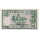 Scotland, North of Scotland Bank 20 Pounds dated 1st July 1943, signed G.L. Webster, serial GT 03429