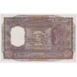 India 1000 Rupees Reserve Bank Bombay issue 1975, signature 80 K.R. Puri, serial A/5 338793 (TBB