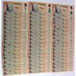 Nigeria 5 Naira (50) dated 2011, a bundle of REPLACEMENT notes with prefix 'DZ', a consecutively