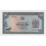 Rhodesia 10 Dollars dated 2nd January 1979, scarce REPLACEMENT note 'Z/1' prefix, serial Z/1