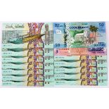 Cook Islands (14), 3 Dollars (11) issued 1987, including some consecutively numbered notes (TBB