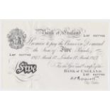 Peppiatt 5 Pounds dated 17th March 1947, serial L67 057742, London issue on thin paper, a