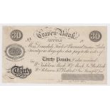 Craven Bank 30 Pounds proof sight bill dated 18xx (handwritten date 28th Feb. 1868 at bottom