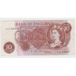 Hollom 10 Shillings issued 1963, a very rare FIRST RUN '01A' prefix, serial 01A 839307 (B295,