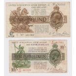 Warren Fisher (2), 10 Shillings issued 1927, scarcer Northern Ireland issue, serial T/54 017851 (