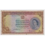 Rhodesia & Nyasaland 10 Pounds dated August 1st 1958, very rare highest denomination note of this