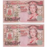 Gibraltar 50 Pounds (2) dated 1st December 2006, Winston Churchill portrait on reverse, a