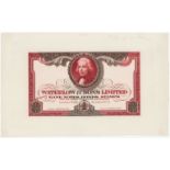 Waterlow & Sons Limited advertising note, red and light brown with portrait of Nelson at top centre,