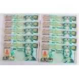 Gibraltar 5 Pounds (10) dated 2000, Commemorative notes Millennium 2000, a consecutively numbered