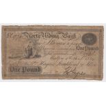 North Riding Bank Malton 1 Pound dated 1924 very rare, serial No. 1994 for Hague, Strickland & Allen