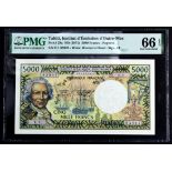 Tahiti 5000 Francs issued 1971, signed Postel-Vinay & Clappier, serial E.1 83947 (Pick28a) in PMG