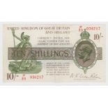 Warren Fisher 10 Shillings issued 1922, serial P/89 036217 (T30, Pick358) original VF