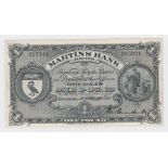 Isle of Man, Martins Bank Limited 1 Pound dated 1st February 1957, signed M. Conacher, LAST date