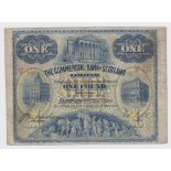 Scotland, Commercial Bank of Scotland 1 Pound dated 2nd January 1914, serial 19/P 147/237 in red