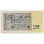 Germany 5 Billion/Billionen Mark dated 1st November 1923, serial 24AD 019299, scarce very high