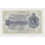 Falkland Islands 1 Pound dated 15th June 1982, serial G72671 (TBB B213e, Pick8e) Uncirculated