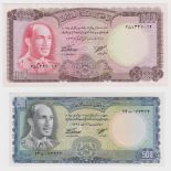 Afghanistan (2), 1000 Afghanis & 500 Afghanis issued 1967, serial No. 321092 & 074363 (TBB B329a &