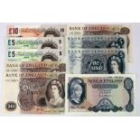 Bank of England (9), a group of 5 and 10 Pounds, comprising O'Brien Lion & Key, Fforde, Page (4),