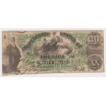 Confederate States of America 20 Dollars dated 2nd September 1861 (Pick30) edge nicks, Fine and