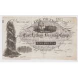 Scotland Lost Banks/Private Issues, East Lothian Banking Comp. 5 Pounds, unissued without date or