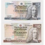 Scotland, Royal Bank of Scotland (2) LOW serial numbers, 10 Pounds dated 28th January 1992, signed