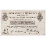 Bradbury 1 Pound issued 23rd October 1914, serial J/64 41036 (T11, Pick349a) edge nick, Fine+