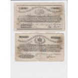 Norwich Crown Bank & Norfolk & Suffolk Bank (2), 10 Pounds dated 1865 and 5 Pounds dated 1868, for