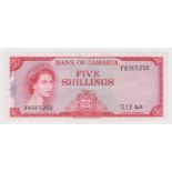 Jamaica 5 Shillings Law 1960 issued 1964, Queen Elizabeth II portrait, signed R.T.P. Hall, serial FG