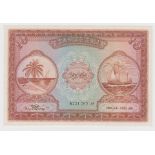 Maldives 10 Rupees dated 1947, serial A221 263 (TBB B105a, Pick5a) light toning, Uncirculated